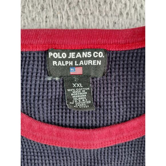 Polo Ralph Lauren Sweater Mens XXL 2XL Blue Waffle Knit Crewneck Long USA Made - Picture 2 of 6